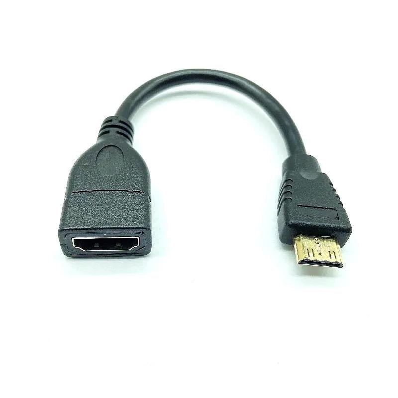 Кабель переходник SUNROZ Mini HDMI-HDMI M/F 1080P Full HD 16 см прямой (A-48690)