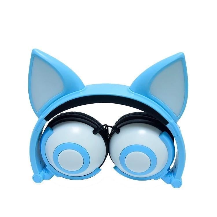 Наушники Linx Bear Ear Headphone с ушками лисички LED Голубой (SUN2650)