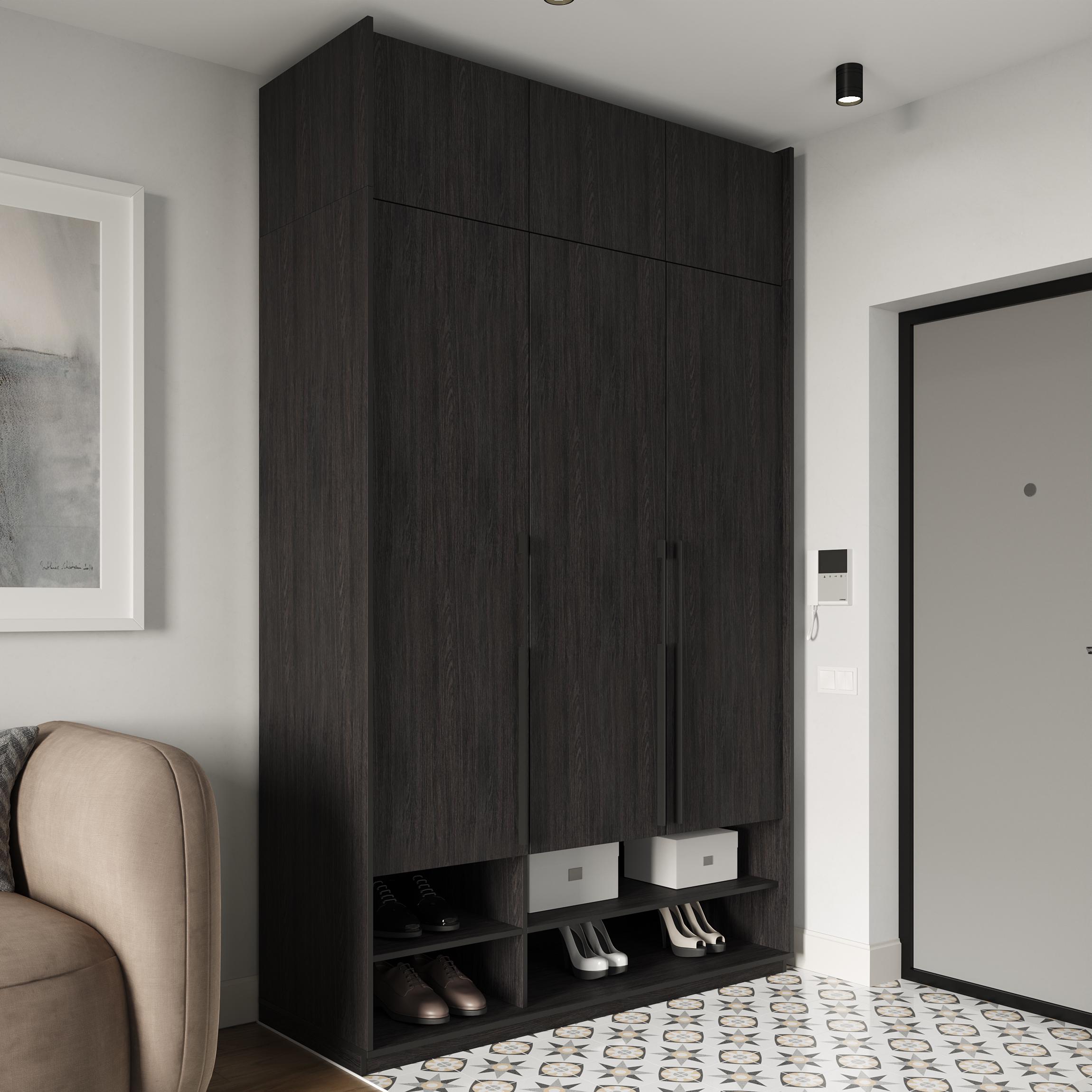 Шафа в передпокій розпашна тридверна зі штангою для одягу та антресолью 1485х2500х570 мм Венге темний (mr-6a-vg) - фото 1 Шафа в передпокій розпашна тридверна зі штангою для одягу та антресолью 1485х2500х570 мм Венге темний (mr-6a-vg) - фото 1