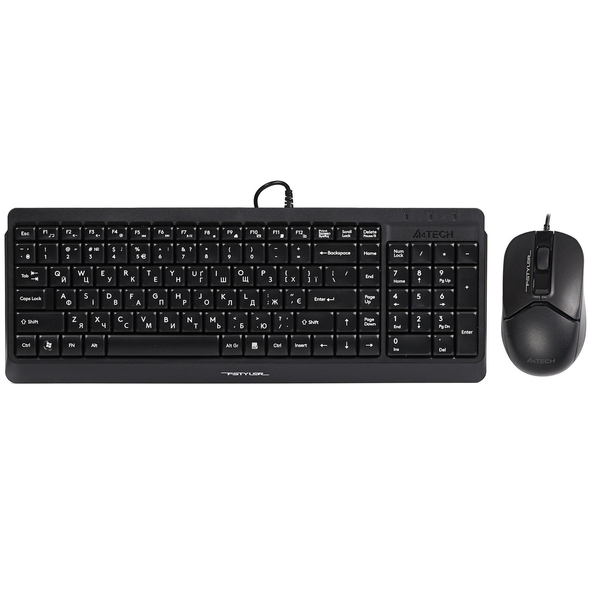 Комплект клавиатура и мышь A4Tech F1512 USB проводной Black (F1512 Black)