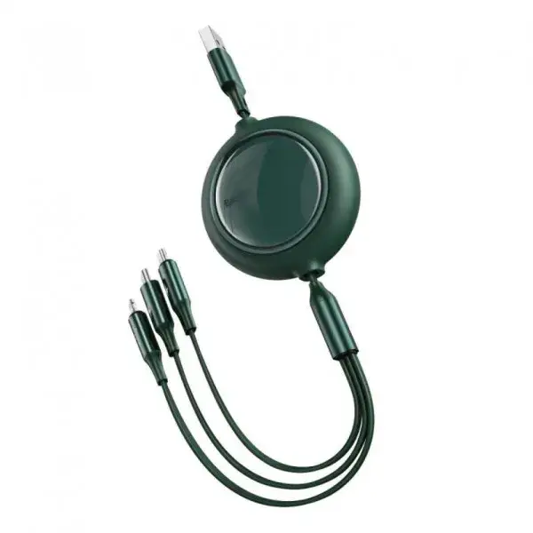 Кабель BASEUS Bright Mirror Cable USB to MicroUSB/Lightning/Type-C CAMLT-MJ06 3в1 3,5A 1,2 м Green