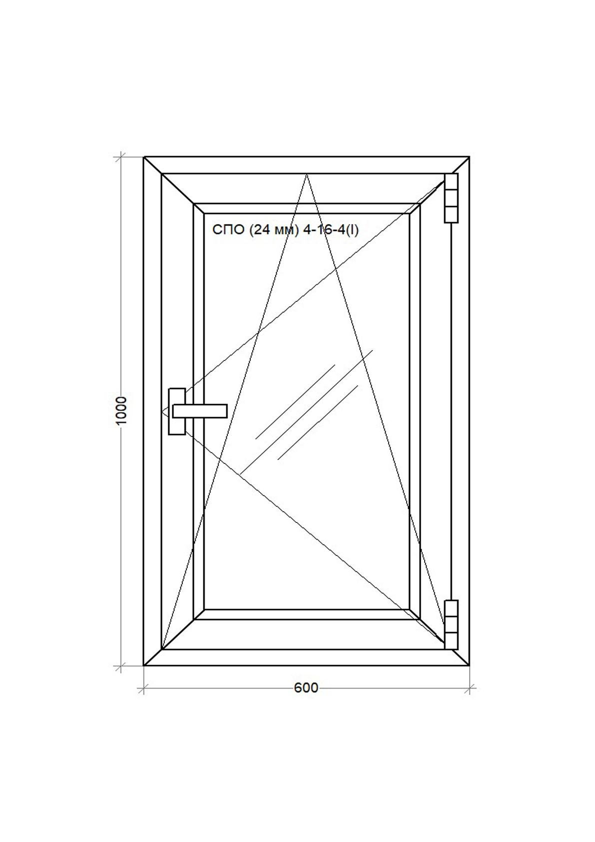 Окно металопластиковое поворотно-откидное WDS 5S 600x1000 мм (W.V.24.60.100) - фото 2