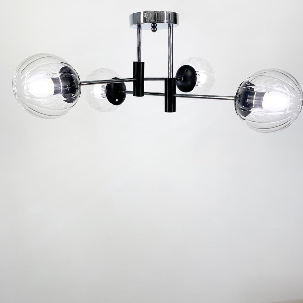 Люстра стельова на 4 прозорих плафони Ø 60 см Хром (51797/4 CH+BK+CL) - фото 2 Люстра стельова на 4 прозорих плафони Ø 60 см Хром (51797/4 CH+BK+CL) - фото 2