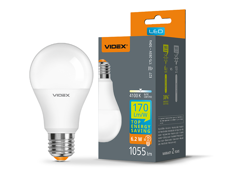 Світлодіодна лампа Videx VL-A60h-62274 6,2W A60h E27 4100K 220V (9358)