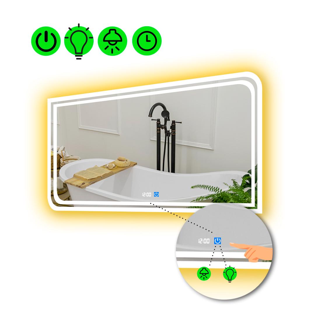 Зеркало с LED подсветкой Federica с сенсором и часами 90x80 см (8776025)