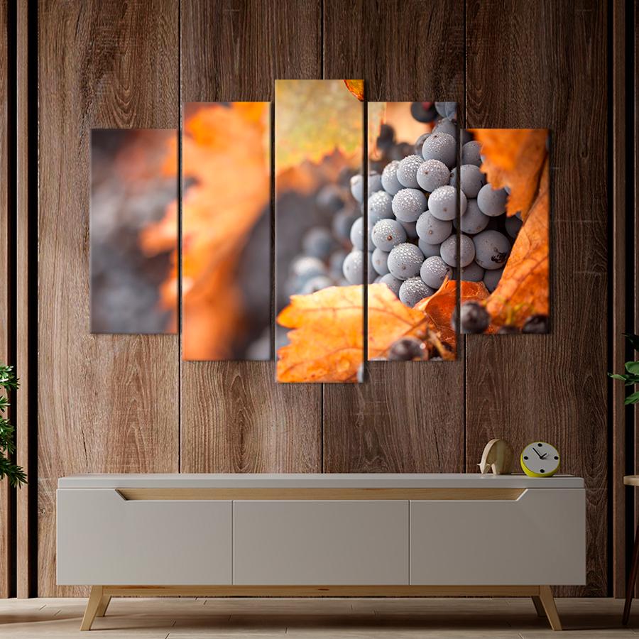 Настенний декор Гроздь винограда среди жёлтых листьев 187x119 см (A264-5)