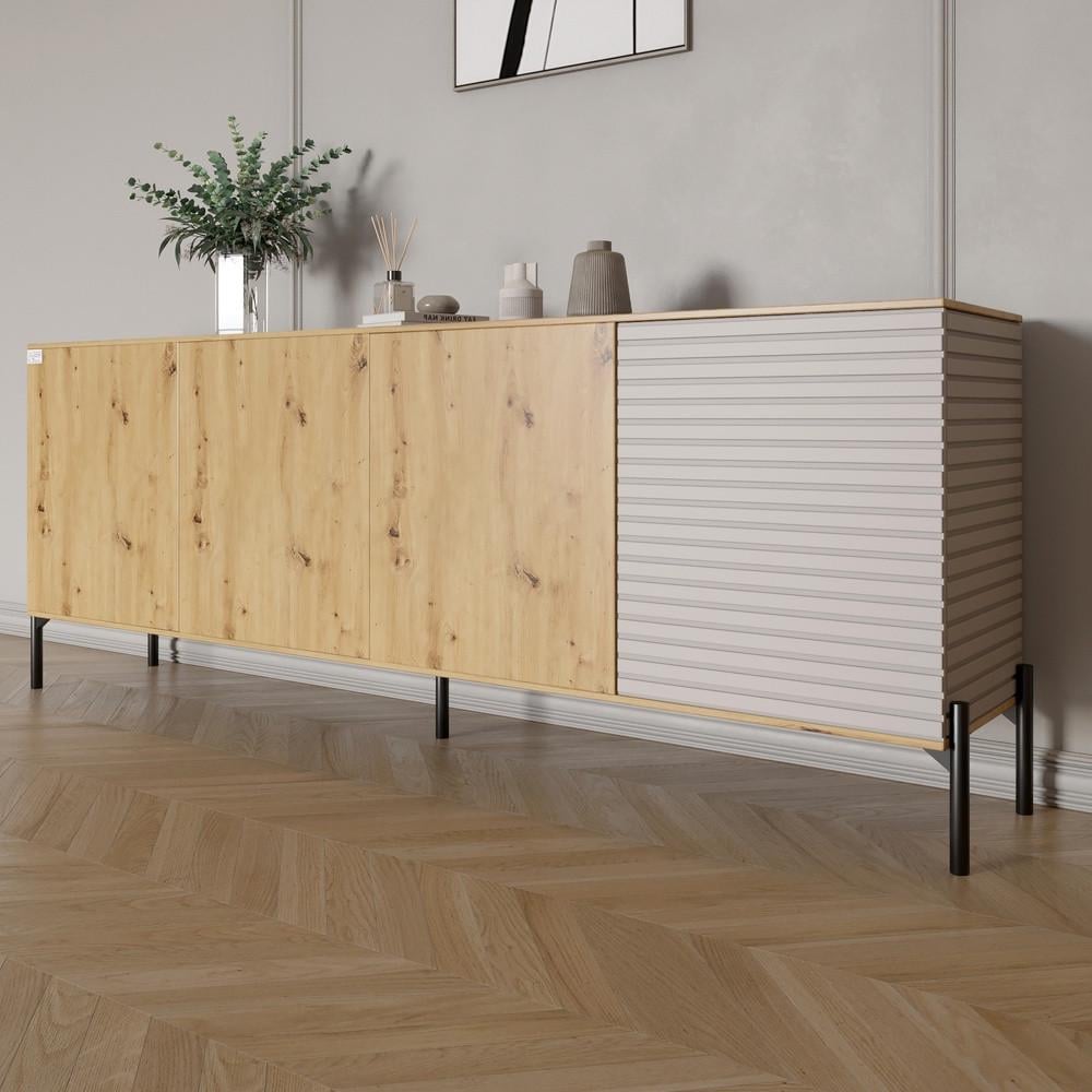 Комод в гостиную на черных металлических ножках Lion Грей 204x38x76,5 см Дуб Артизан/Кашемир (Lion-042624) Комод в гостиную на черных металлических ножках Lion Грей 204x38x76,5 см Дуб Артизан/Кашемир (Lion-042624)