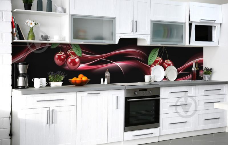 Скинали на кухню Zatarga «Черешневый сироп» 600х2500 мм виниловая 3Д наклейка кухонный фартук самоклеящаяся