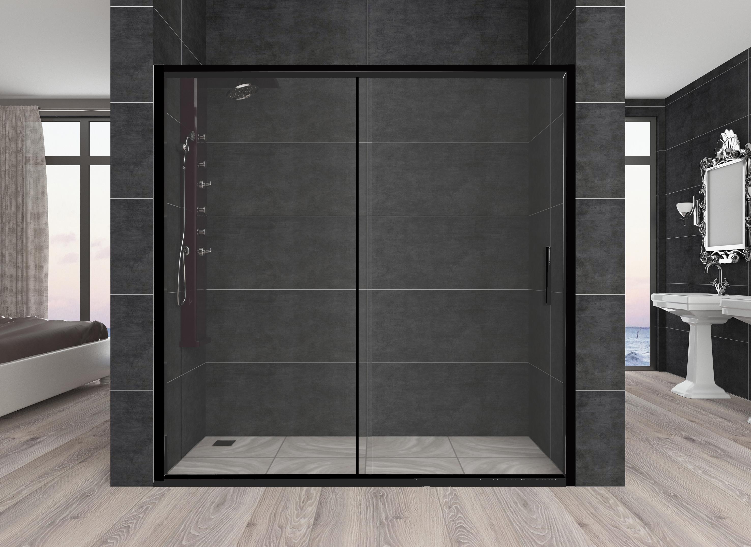 Душові двері Aquanil CARMEN 160х190 см Чорний/Прозорий