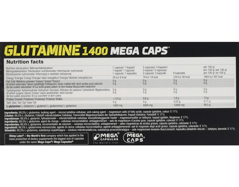 Глютамин для спорта Olimp Nutrition Glutamine 1400 Mega Caps 30x30 Caps - фото 3