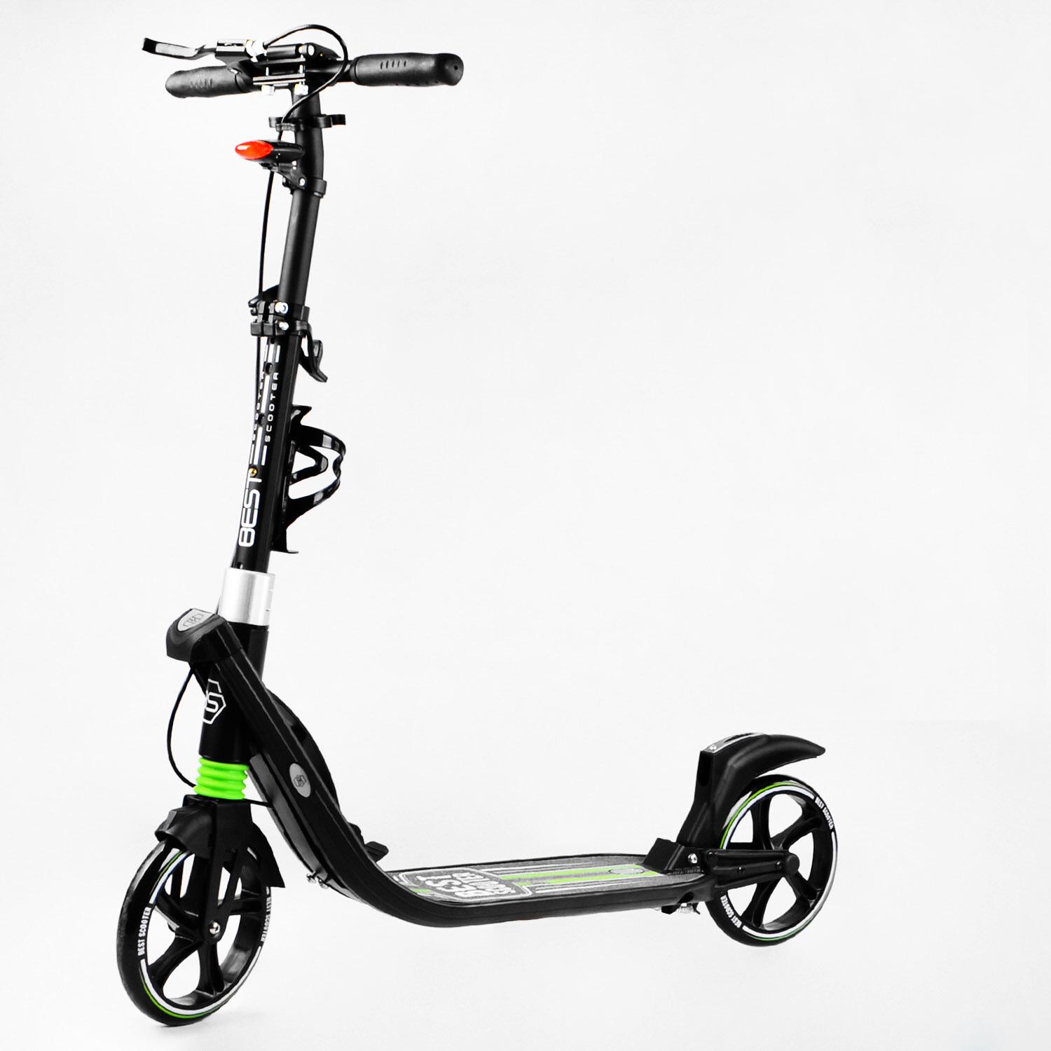 Самокат двоколісний складаний Best Scooter ліхтарик 2 амортизатора Black/Green (114435)