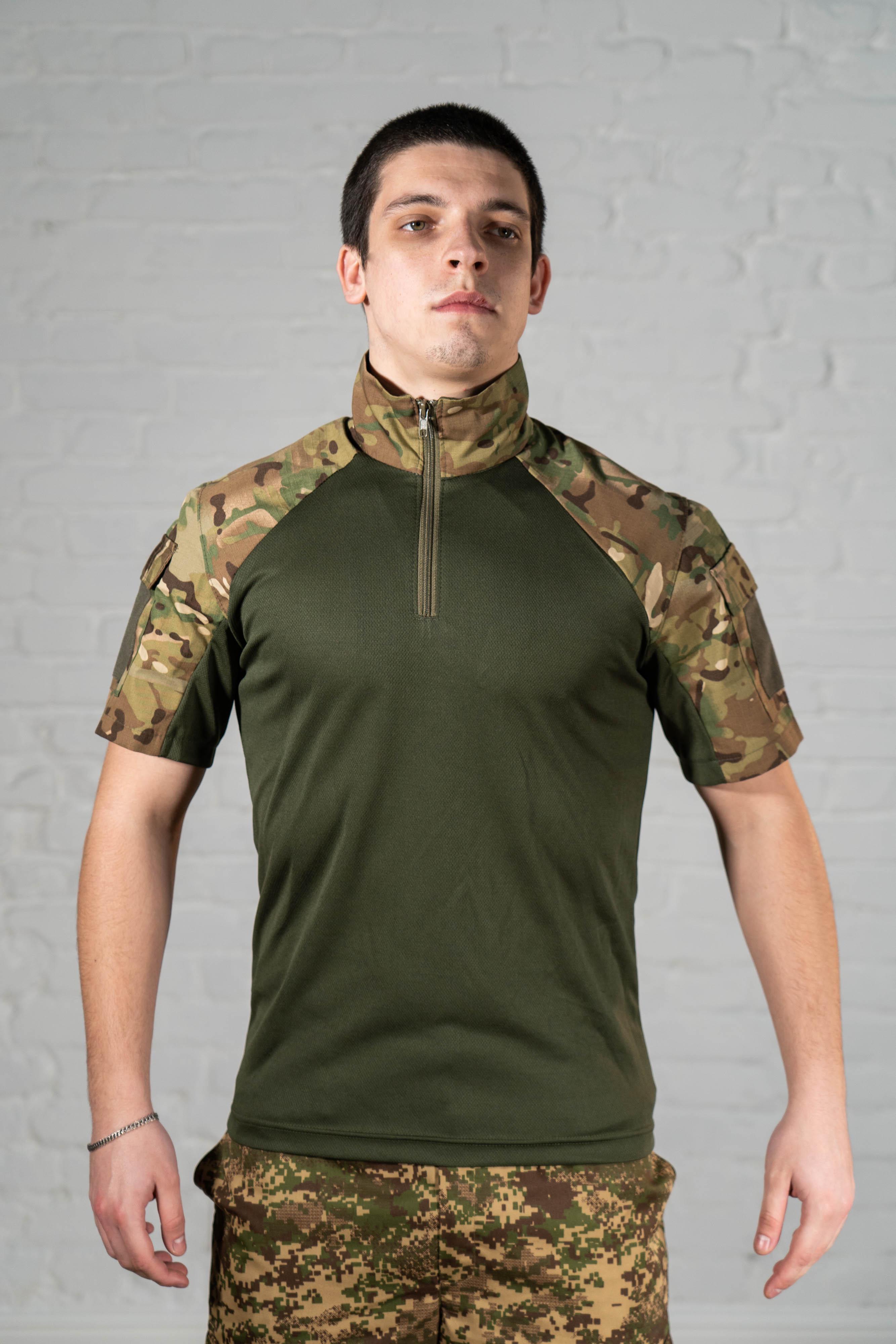 Убакс бойовий Tactical з коротким рукавом та кишенями CoolMax/Ripstop S Мультикам/Хакі (519-S)