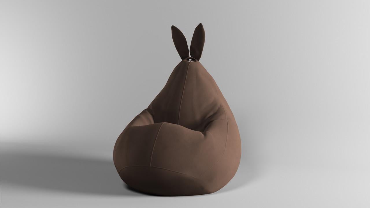 Кресло-мешок SkyPuff Груша зайчик Energy велюр M 100x75 см Cocoa (1001068)