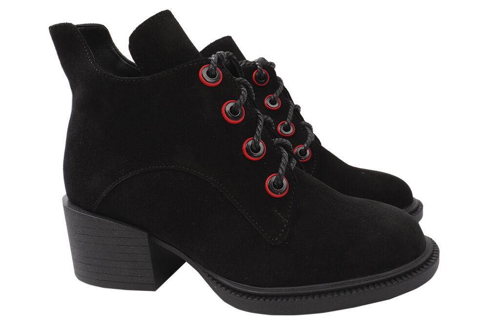 Ботильоны женские Savio из замши на большом каблуке р. 38 Черный (204-20DH)