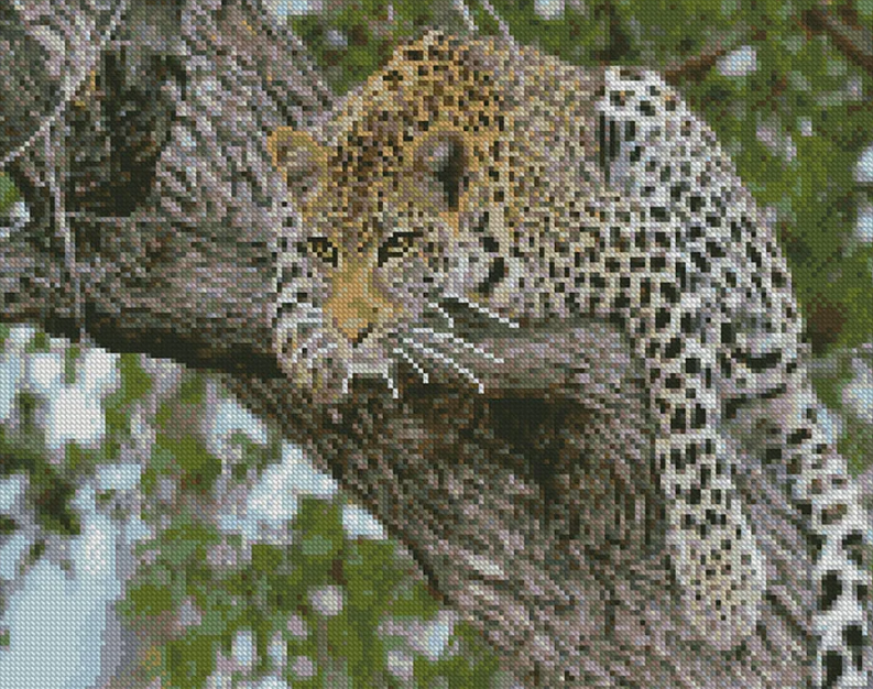 Алмазная мозаика Strateg Леопард на дереве 40х50 см (FA10050)