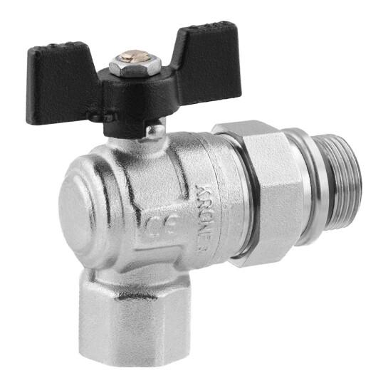 Кран-американка кульовий Kroner 3/4" ВЗ PN40 латунь кутовий (SVR-CV033224) - фото 2 Кран-американка кульовий Kroner 3/4" ВЗ PN40 латунь кутовий (SVR-CV033224) - фото 2