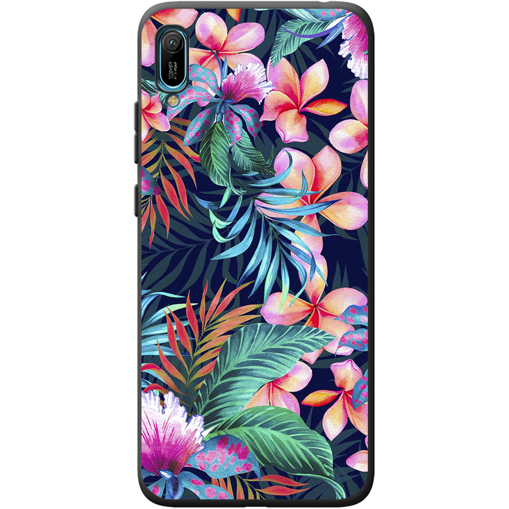 Чехол Boxface Huawei Y6 2019 flowers in the tropics Черный силикон (36451-up1971-40871)