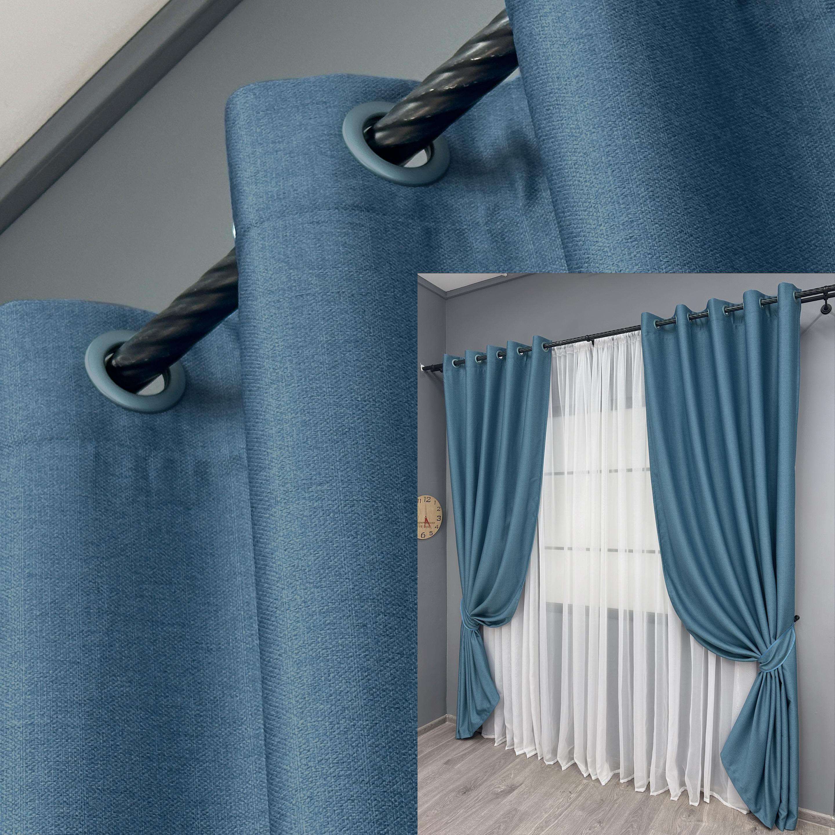 Комплект штор на люверсах VR-Textil Шенил однотонный № 1696ш 150х250 см 2 шт. Синий (37-0235) - фото 4 Комплект штор на люверсах VR-Textil Шенил однотонный № 1696ш 150х250 см 2 шт. Синий (37-0235) - фото 4