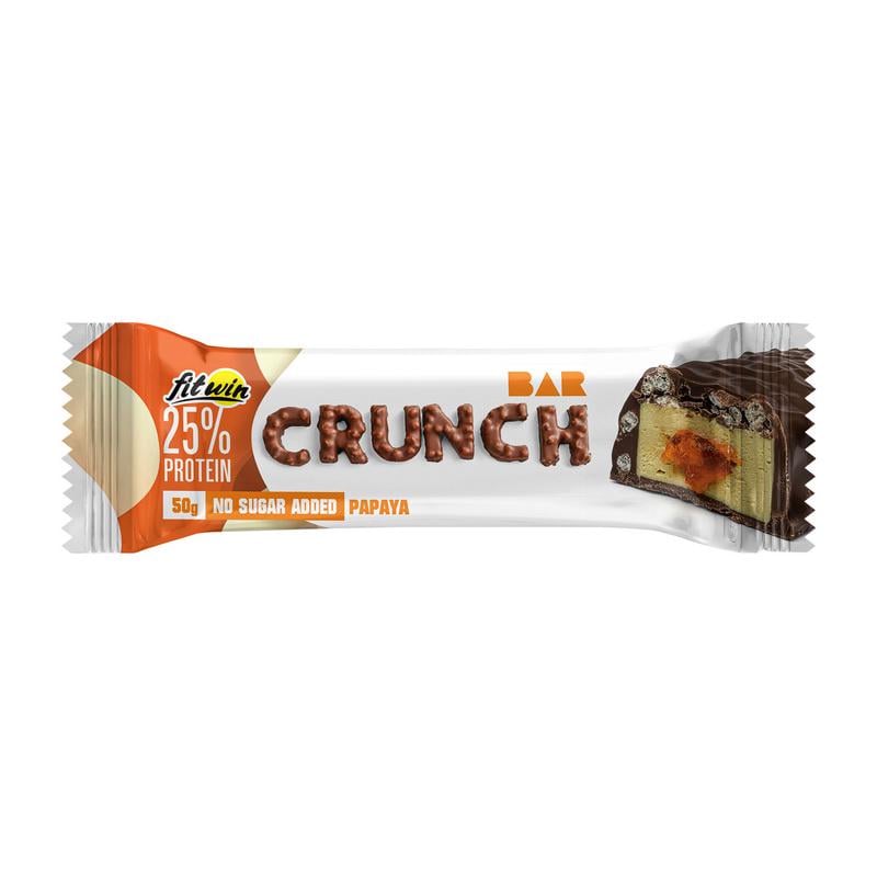 Протеиновый батончик 12 г білка без добавленного сахара FitWin Crunch Bar 50 г Папая