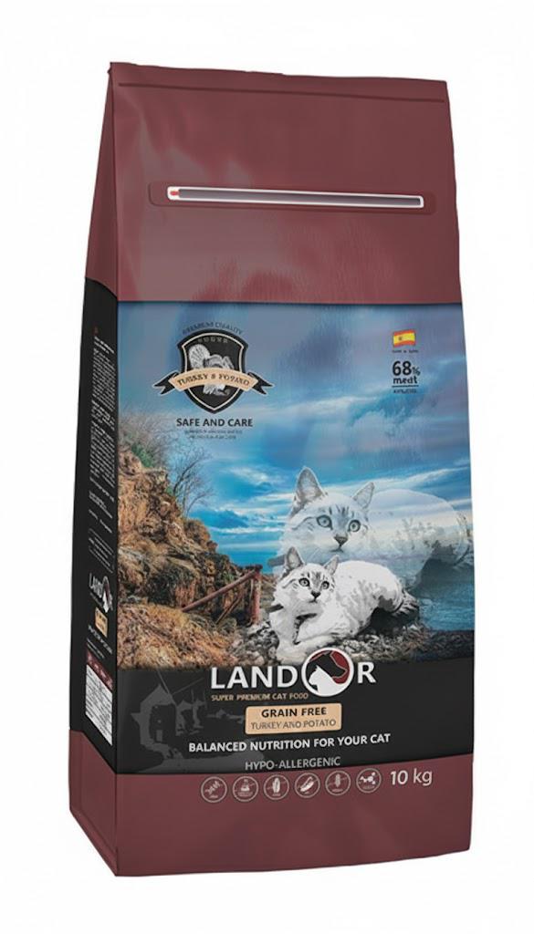 Корм сухой для взрослых котов LANDOR Grain Free Turkey&Potato Индейка с бататом беззерновой 10 кг (31365261)