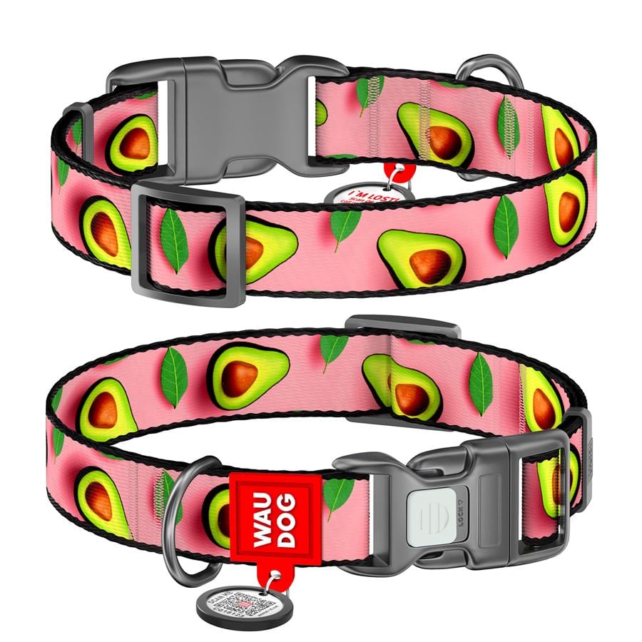 Ошейник для собак с QR-паспортом Waudog Nylon Авокадо пластиковый фастекс М 20 мм 28-40 см Pink (281-4051) - фото 1 Ошейник для собак с QR-паспортом Waudog Nylon Авокадо пластиковый фастекс М 20 мм 28-40 см Pink (281-4051) - фото 1