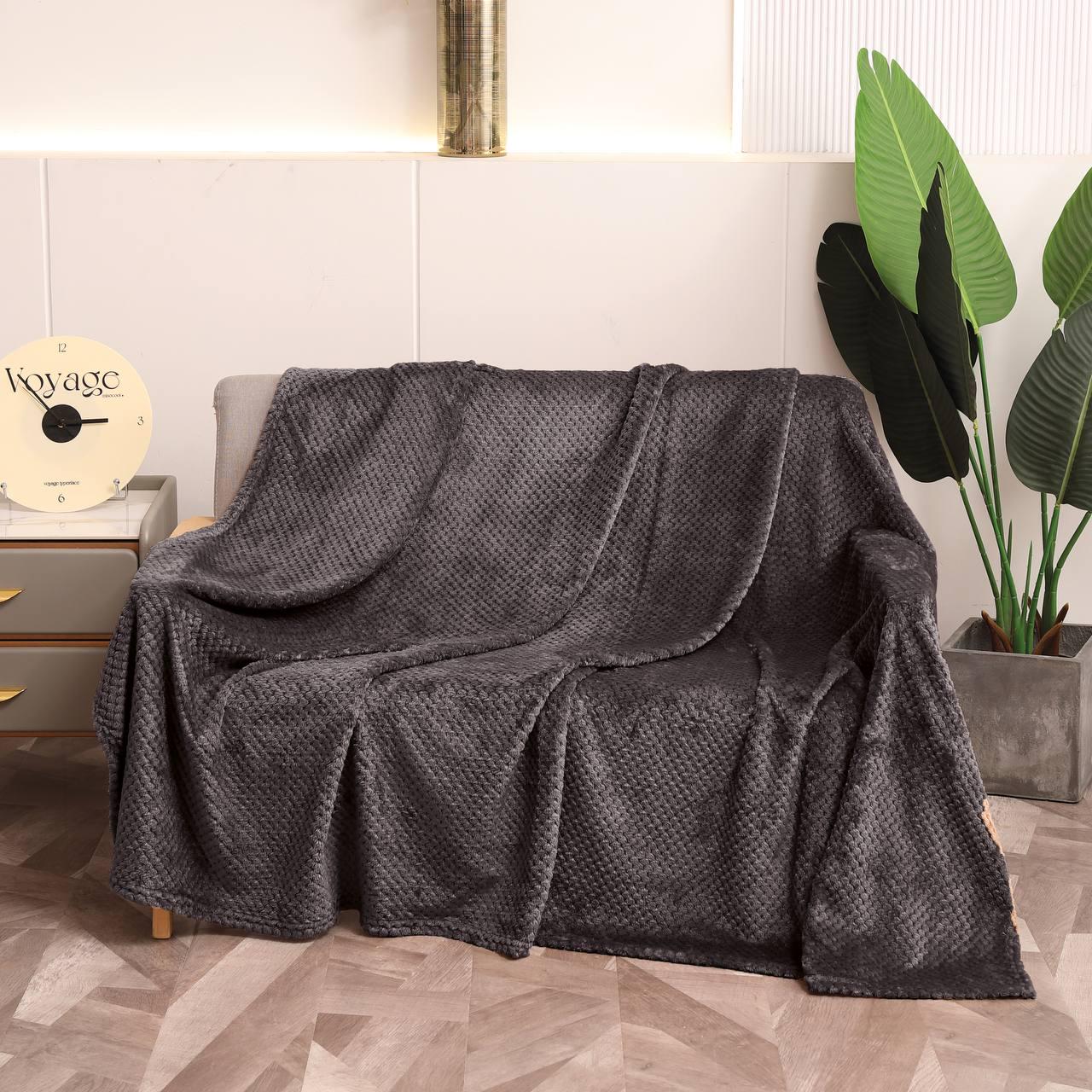 Плед-покрывало Malloory Home Велюр Бамбук 150x200 см Темно-серый (1858-8) - фото 1