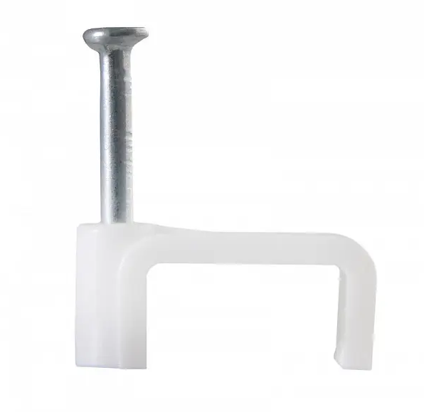 Скоба кабельная Polax плоская с гвоздем 8х4 мм 100 шт. белая (37-132)