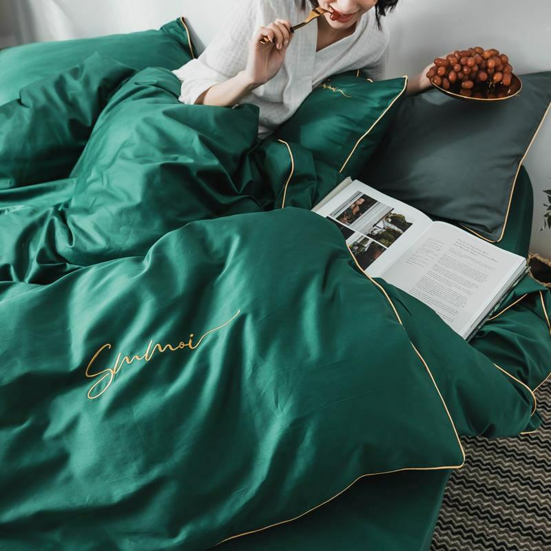 Комплект постільної білизни з кантом євро 2 довговолокниста бавовна Зелений - фото 10 Комплект постільної білизни з кантом євро 2 довговолокниста бавовна Зелений - фото 10