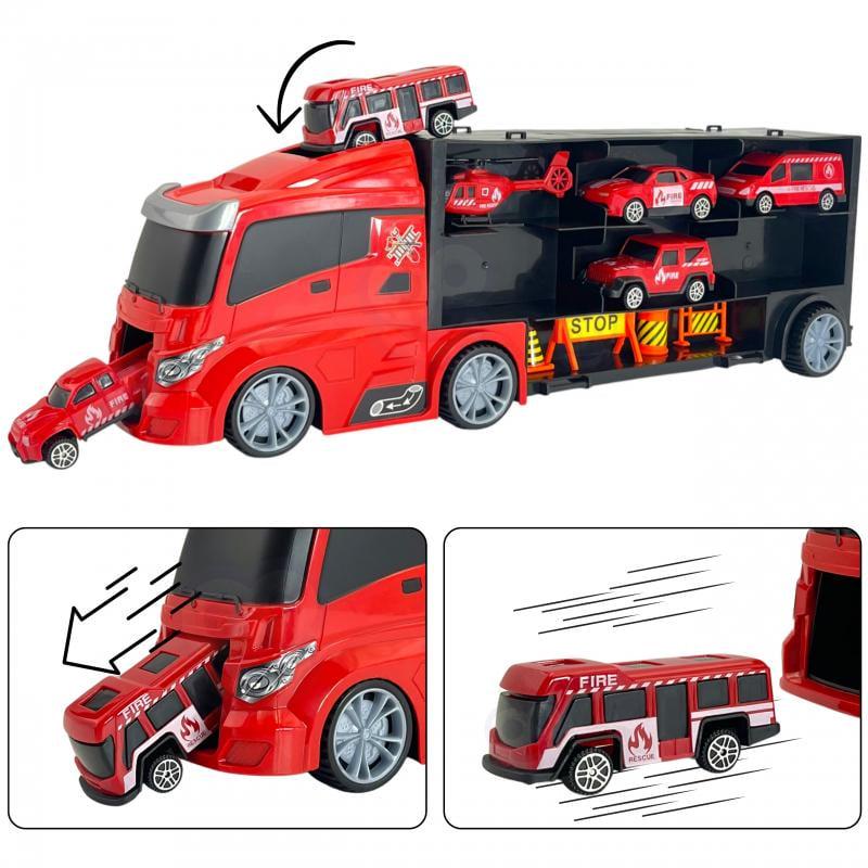 Набір вантажівка Транспортер TIR та автомобілі Woopie 11 пр. Червоний - фото 5 Набір вантажівка Транспортер TIR та автомобілі Woopie 11 пр. Червоний - фото 5