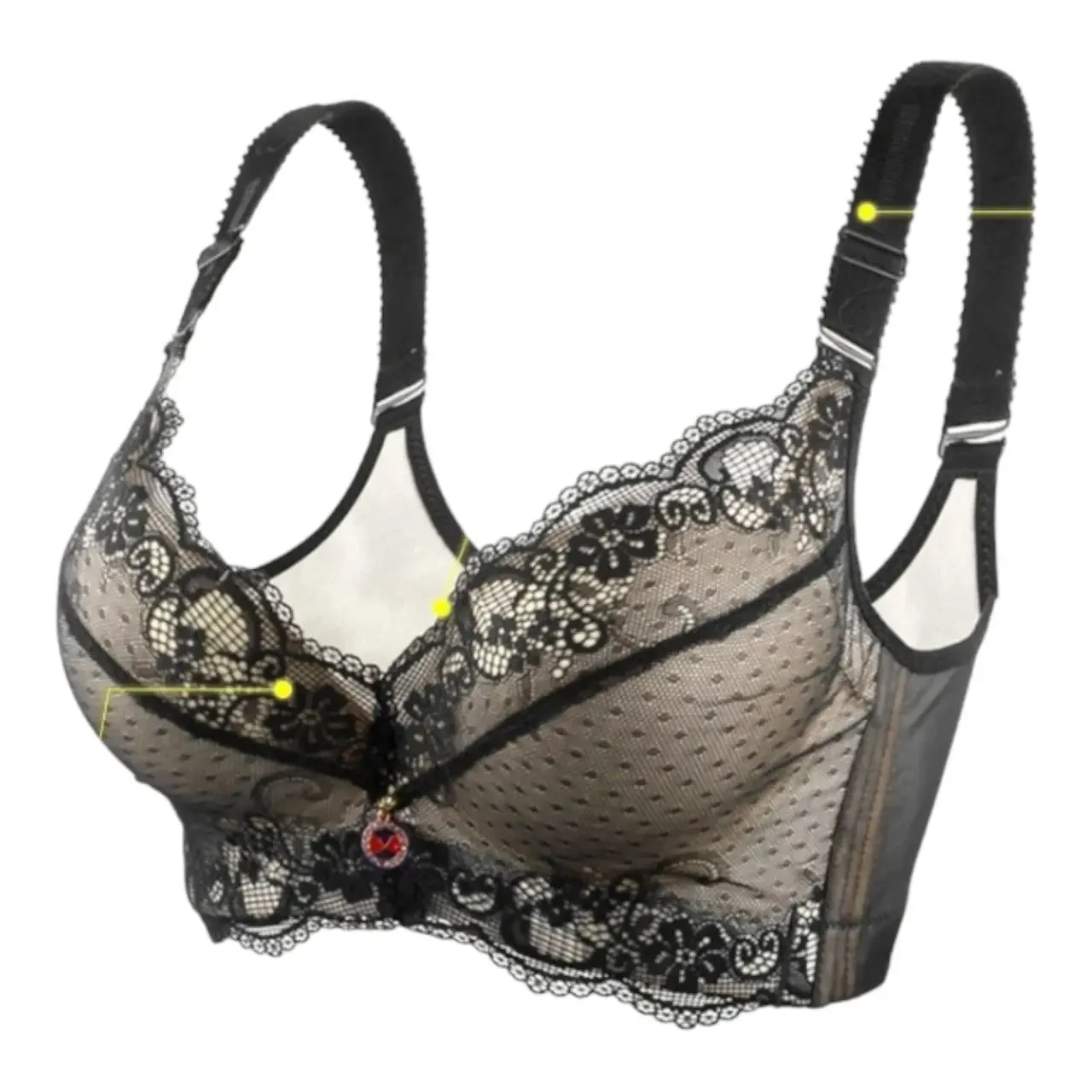 Бюстгальтер женский Люся кружевной на поролоне 90D Черный (2392580255)
