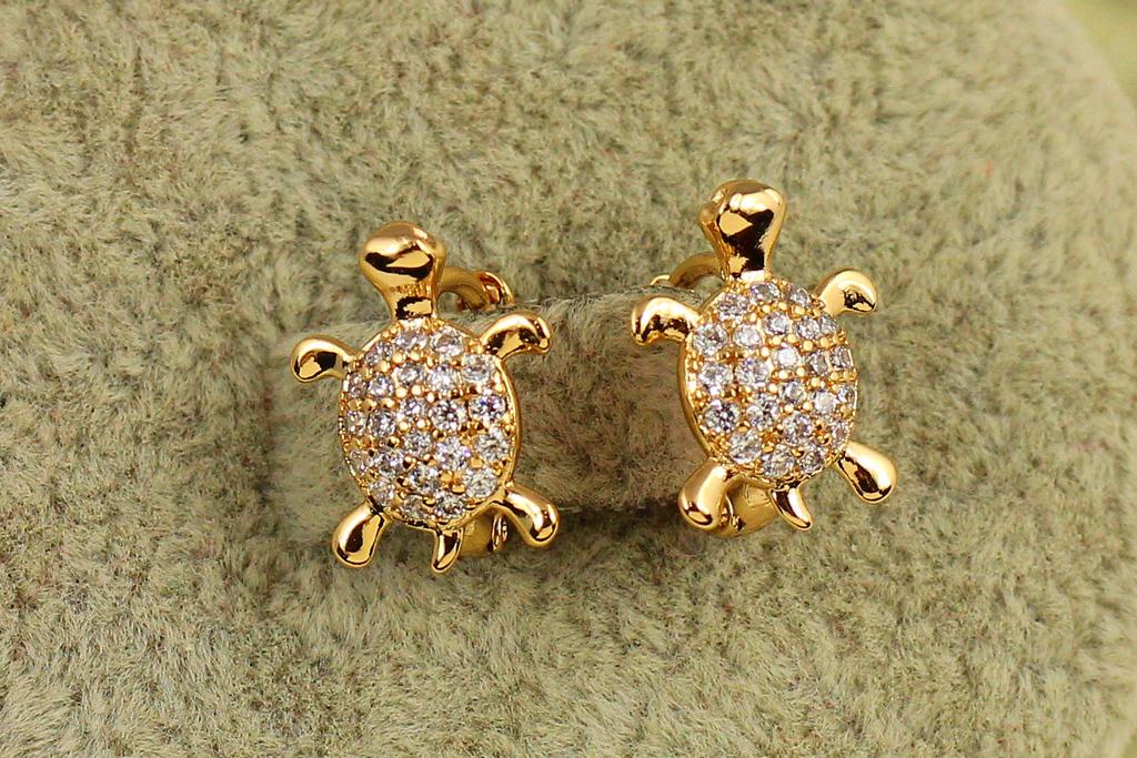 Серьги детские Xuping Jewelry Черепашья спинка-камушки Золотистый (33550390)