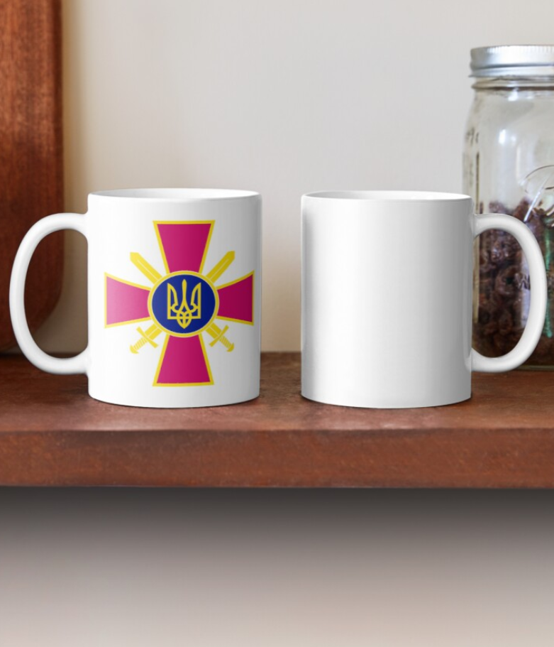 Чашка керамічна з принтом Логотип герб ЗСУ 330 мл Білий (УКР68Ч) - фото 2
