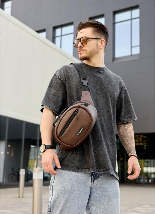 Мужская сумка Sambag через плечо из экокожи Шоколадный (9550301017)