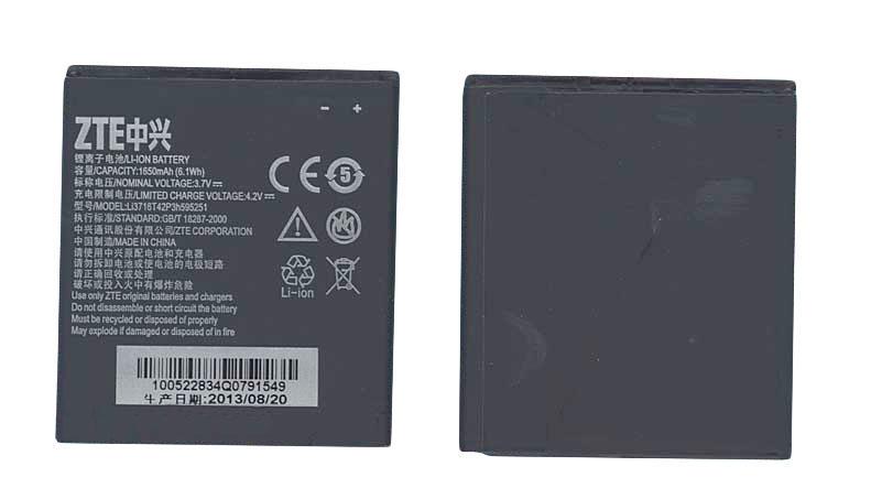 Аккумулятор для смартфона ZTE Li3817T43P3h595251 Flash 3,7V 1650 mAh 6,1 Wh Black