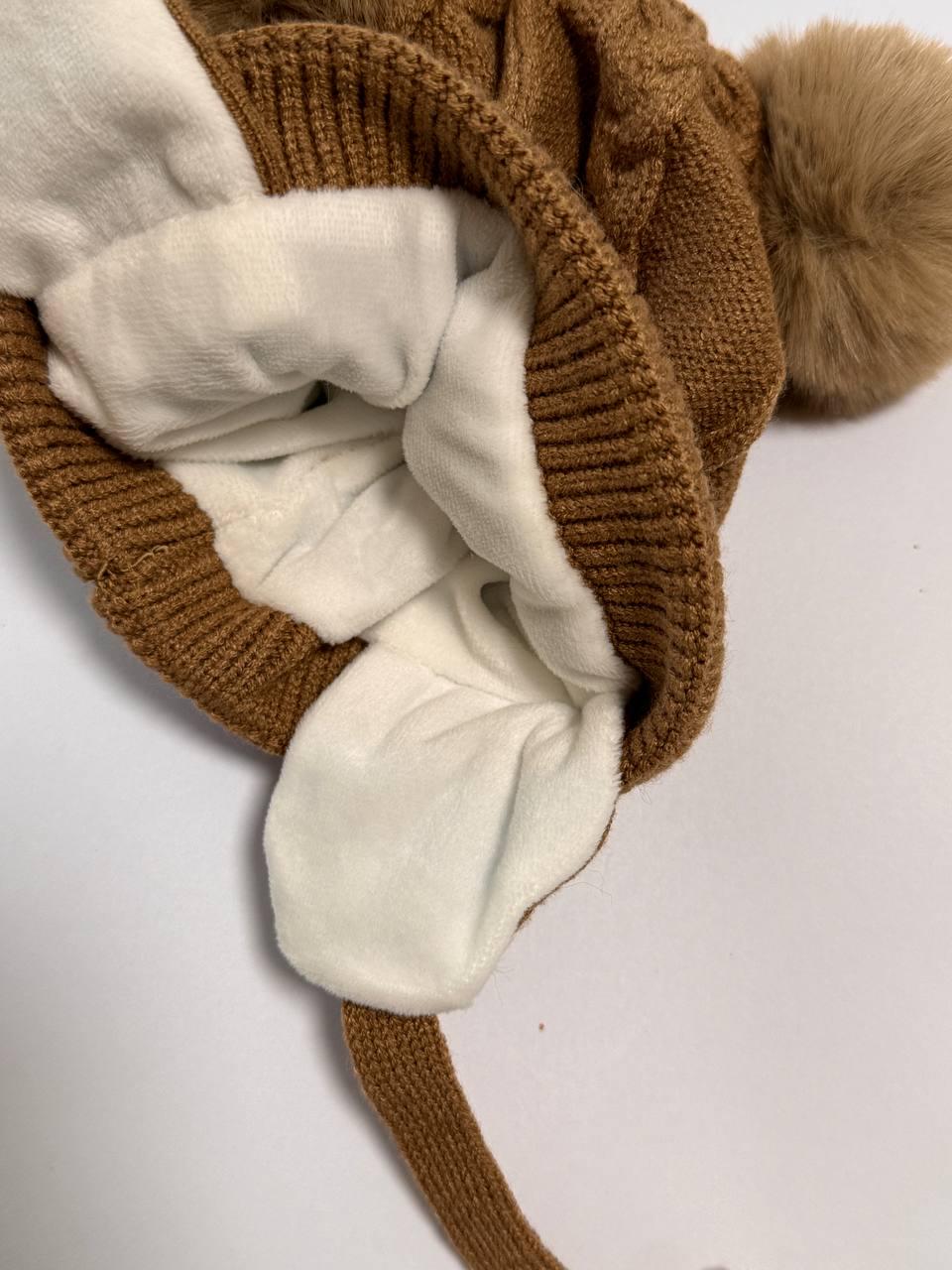 Шапка детская вязаная зимняя с ушками Медвежонок 1-3 года - фото 7 Шапка детская вязаная зимняя с ушками Медвежонок 1-3 года - фото 7