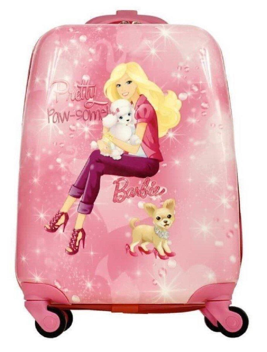Чемодан детский пластиковый Барби с собачкой 42 см 4 колеса (Bp188213)