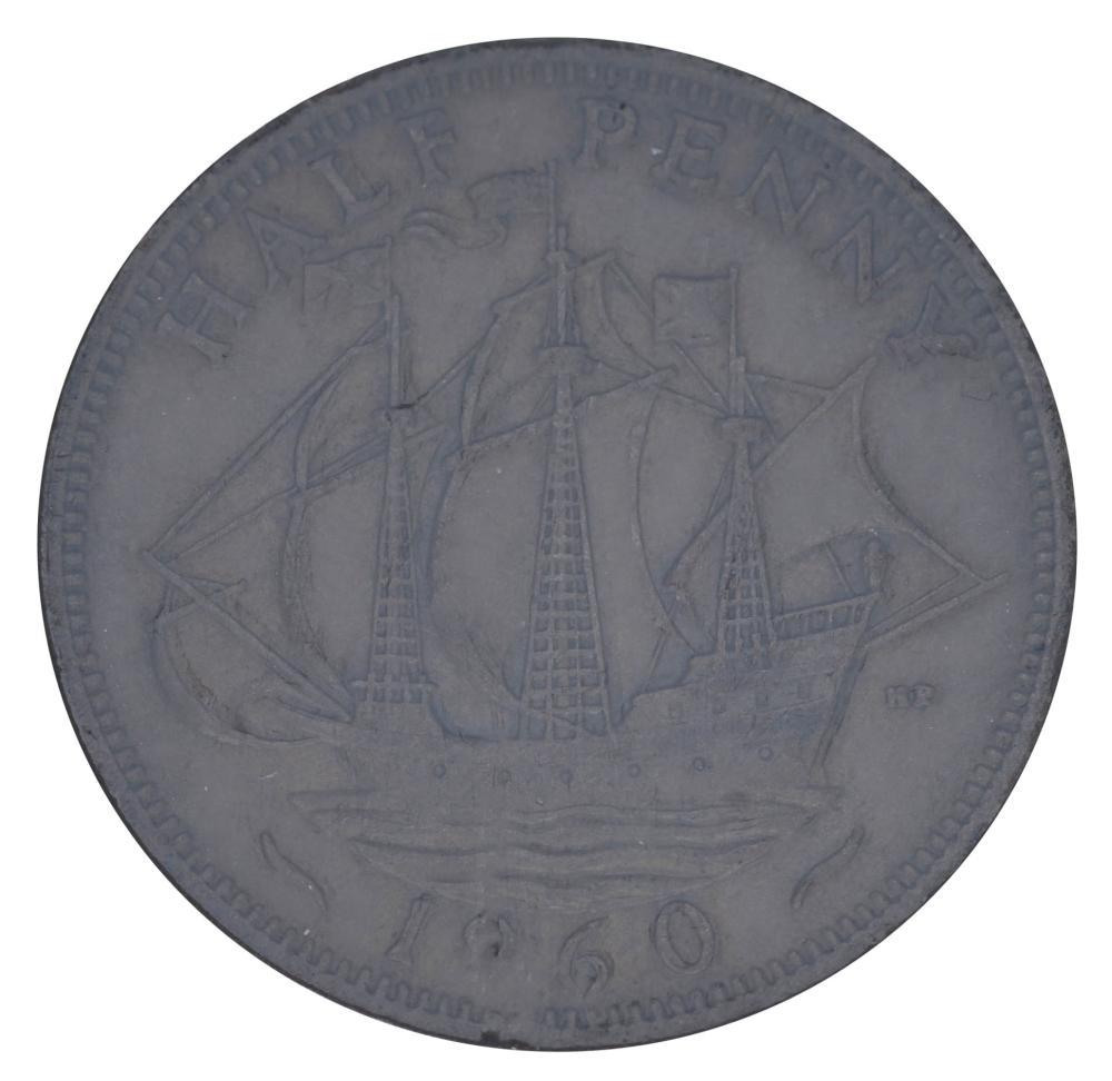 Коллекционная монета Великобритания 0,5 пенни 1960 F-VF Half Penny Корабль (М20894)