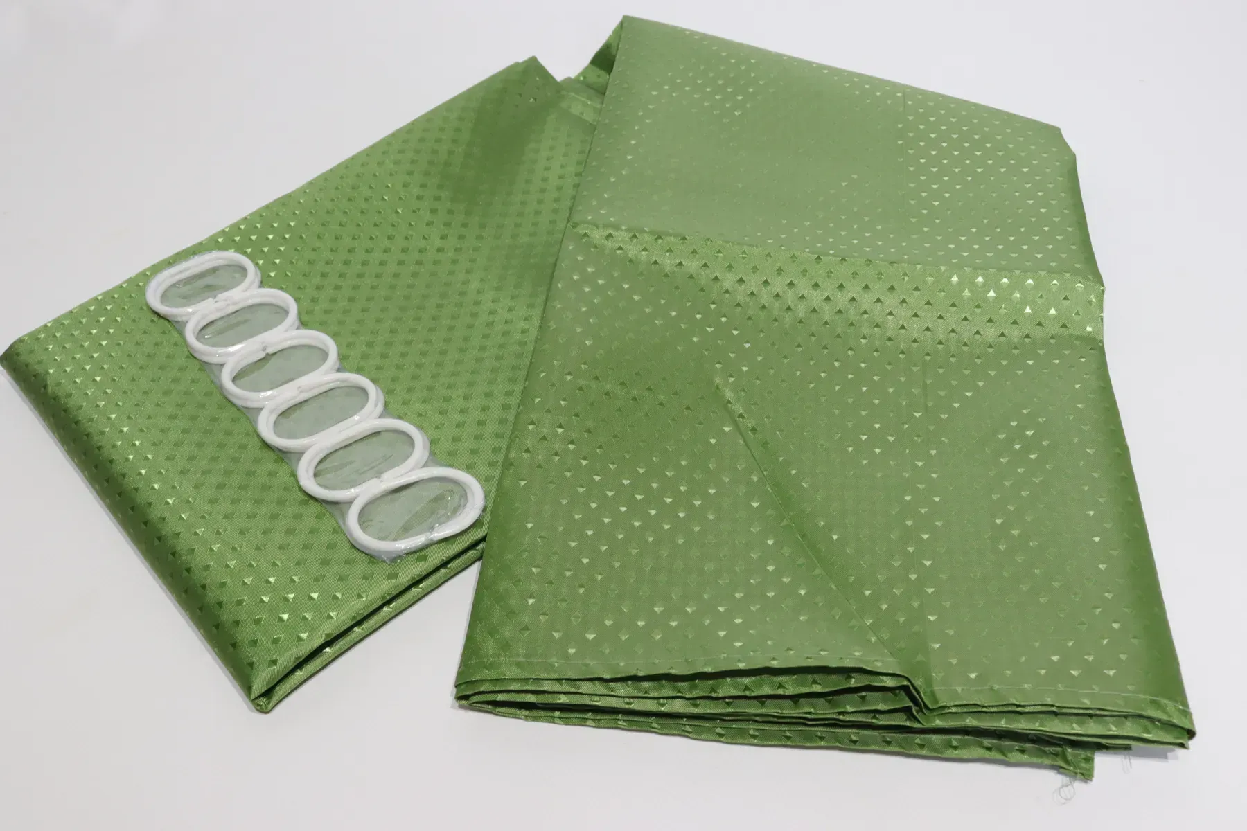 Шторка для ванної з кільцями однотонна 240х180 см Зелений (5314/green) - фото 2