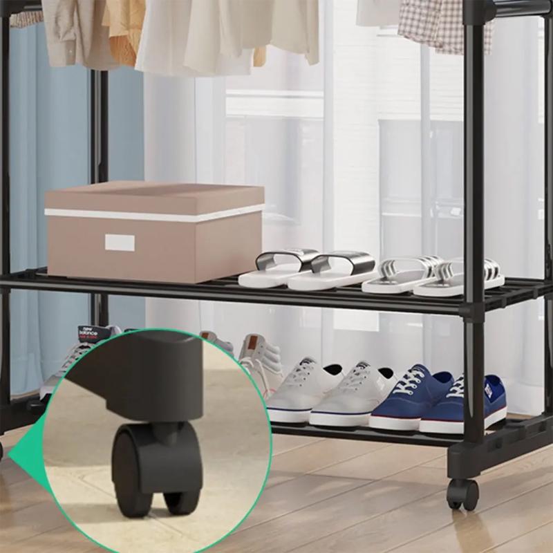 Стійка для одягу та взуття Clothes Rack Double CR-07 телескопічна подвійна Чорний (SS-11) - фото 3