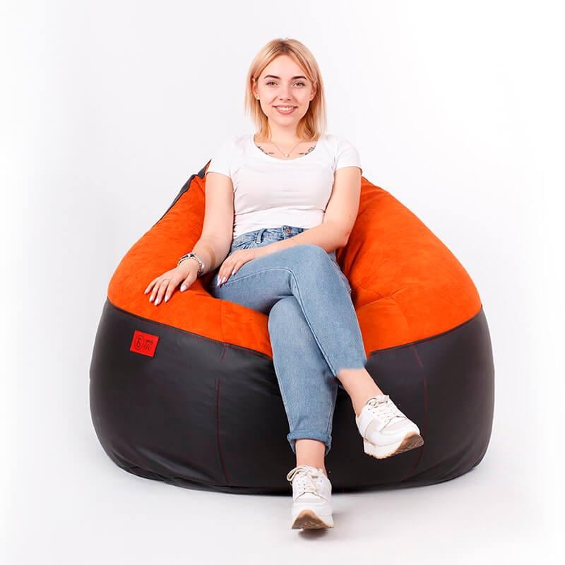 Кресло-мешок SanchoBAG Комфорт 80x110 см Black/Orange (kmk-1007-3)