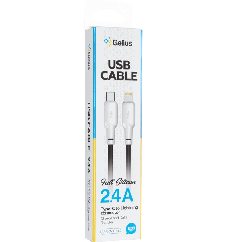 Кабель USB Gelius Full Silicon GP-UCN001CL Type-C to Lightning 20W 1,2 м Black/White - фото 2