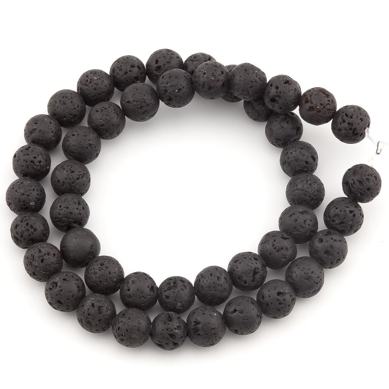 Бусины Вулканическая лава из натурального камня 8 мм 37 см 1 шт. (НК0884ш56)