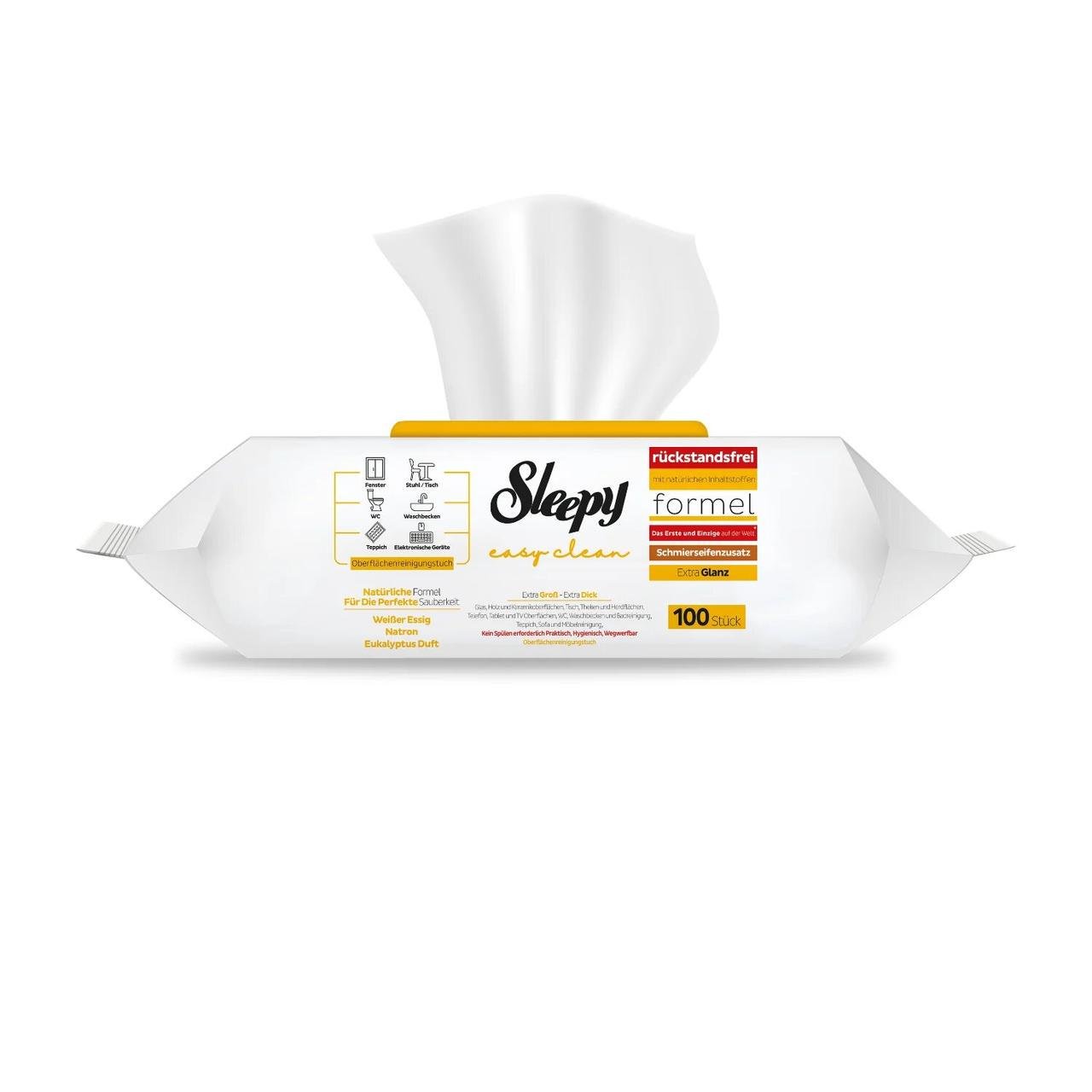 Вологі серветки-рушники для прибирання Sleepy Easy Clean Yellow 100 шт. (000006022) - фото 2 Вологі серветки-рушники для прибирання Sleepy Easy Clean Yellow 100 шт. (000006022) - фото 2