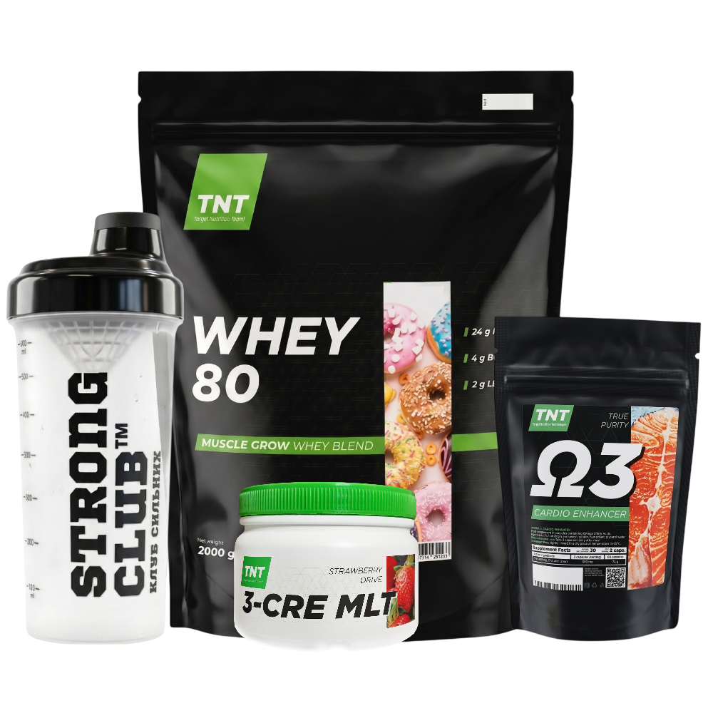 Комплекс TNT Nutrition Протеїн 2 кг/Креатин 0,3 кг/Шейкер/Омега-3