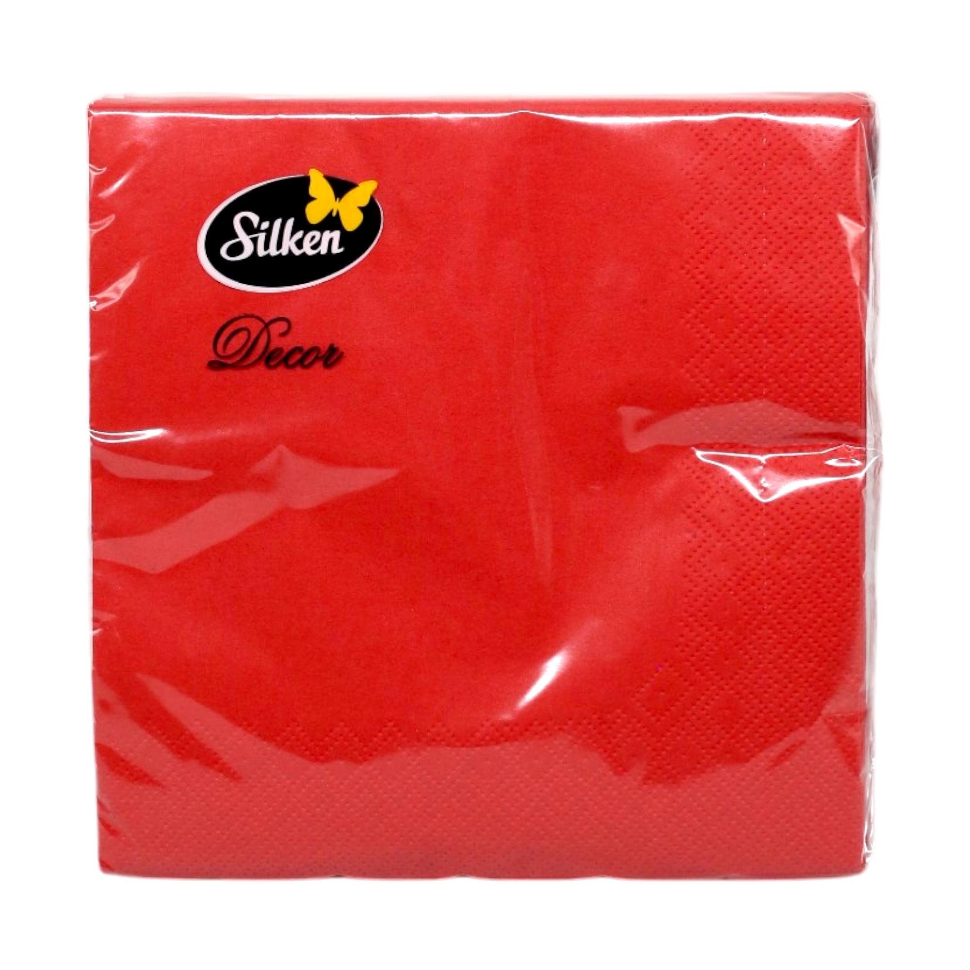 Салфетки бумажные Silken 33x33 см 3 слоя 20 шт. Красные (НФ-00008039)