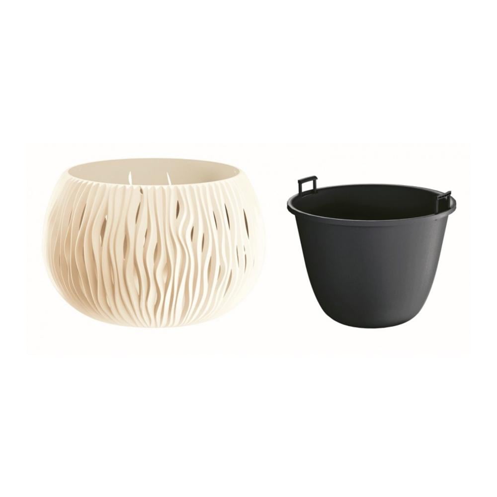 Горшок для цветов Prosperplast Sandy Bowl с вкладышем 29х19 см Кремовый (23063-728)