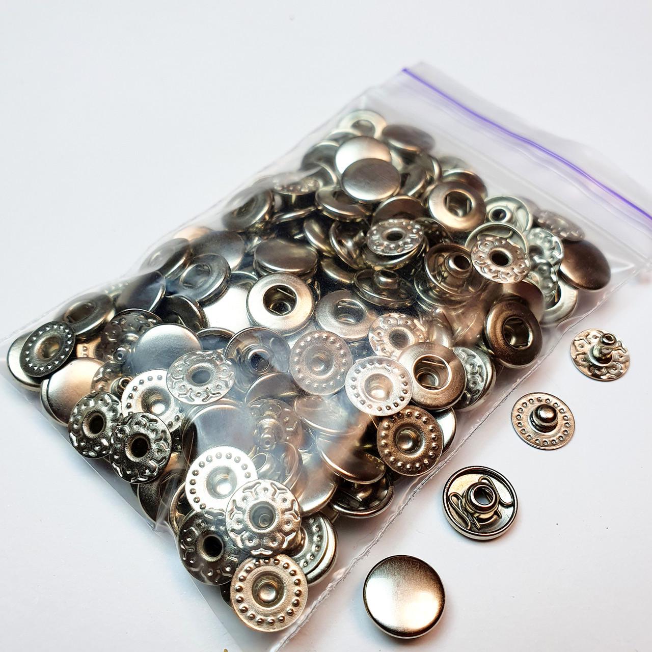 Кнопка металева Strong Alfa VT-2 10,5 мм 20 шт. Сріблястий нікель