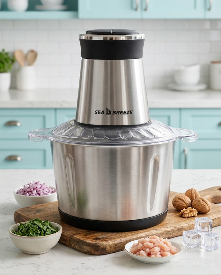 Измельчитель для кухни SeaBreeze MultiFunction Food Chopper кухонный 3в1 с металлической чашей на 2 л 1600 Вт