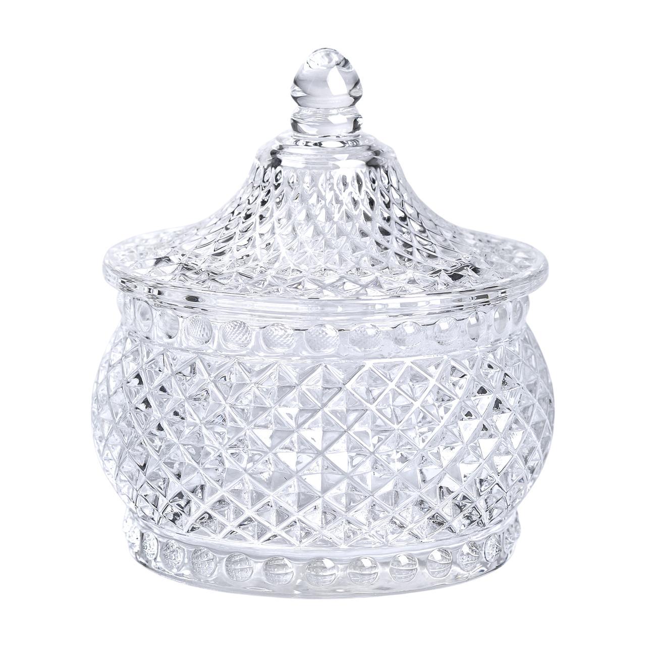 Сахарница стеклянная Glass Jay с крышкой в восточном стиле алмазы Прозрачный - фото 2 Сахарница стеклянная Glass Jay с крышкой в восточном стиле алмазы Прозрачный - фото 2