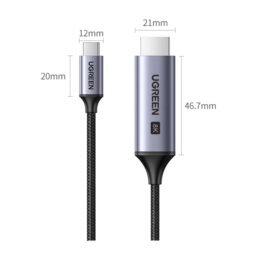 Кабель UGREEN CM565 USB-C to HDMI 2.1 8K/60Hz 2м (2000179) - фото 9 Кабель UGREEN CM565 USB-C to HDMI 2.1 8K/60Hz 2м (2000179) - фото 9